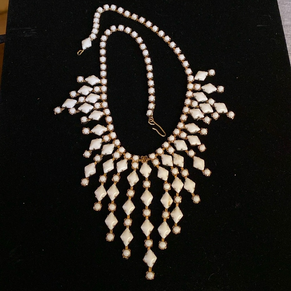 Vintage white enamel necklace.